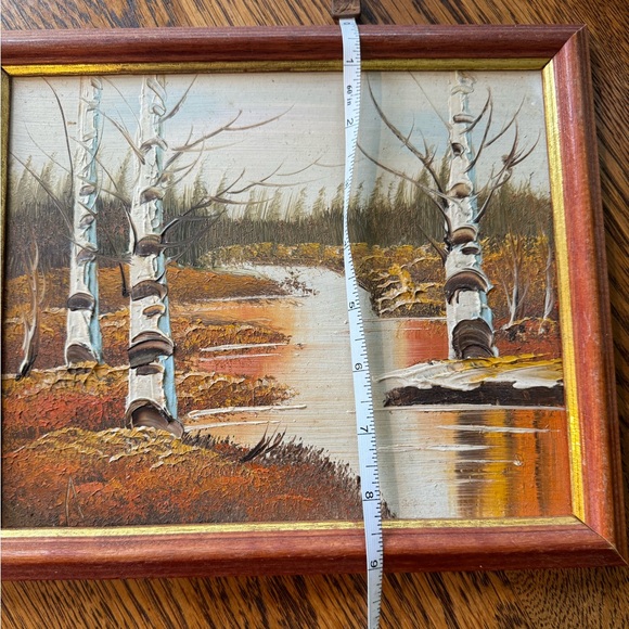 Vintage Boho Landscape Framed Painting Art Picture Wood Frame - Picture 5 of 7